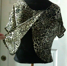 BLACK POPPY SS Sheer Split Back Pullover Crop Top Shirt Blouse XS