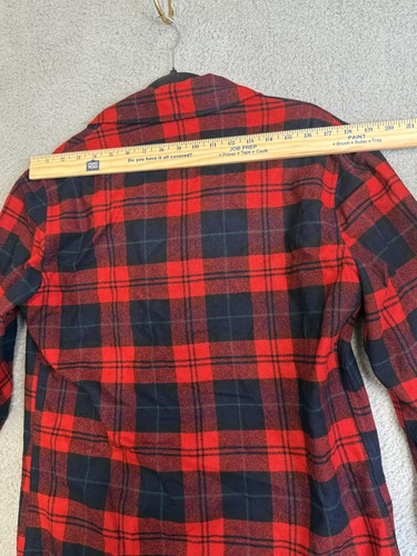 Vintage Pendleton Jacket Mens Small Red Black Wool Plaid Chore Coat Outdoors 60s - Picture 7 of 13