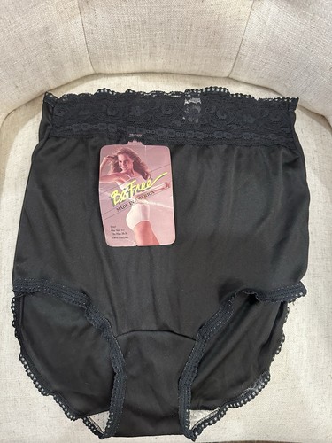 Vintage Be Free schwarz Spitze Oma Höschen Slip 34-38" Hüfte Größe 5-7 USA NEU - Bild 1 von 5