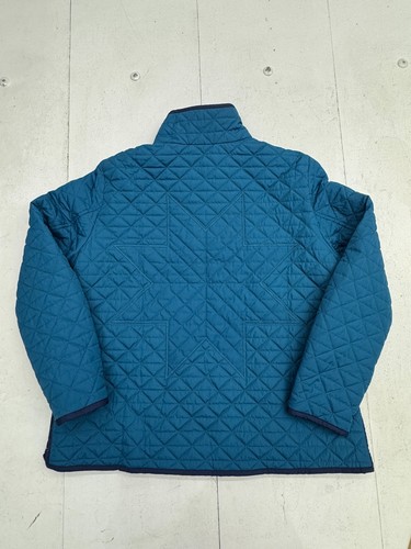 Lands End Blue Quilted 1/4 Button Up Pullover Sweater Boys Size Medium 10-12 - Picture 2 of 6