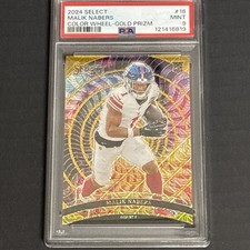 Malik Nabers -2024 Select Football - GOLD COLORWHEEL /10 SSP. JERSEY MATCH POP 2