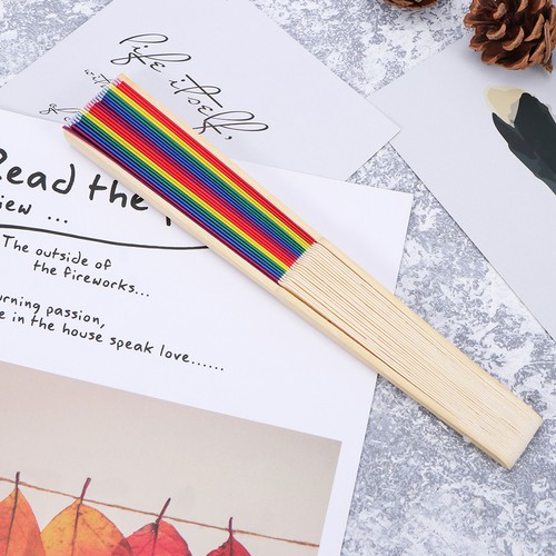 3 Stück bunte faltbare Ventilatoren tragbar Bambusgriff für den täglichen Gebrauch und Dekor - Bild 10 von 12