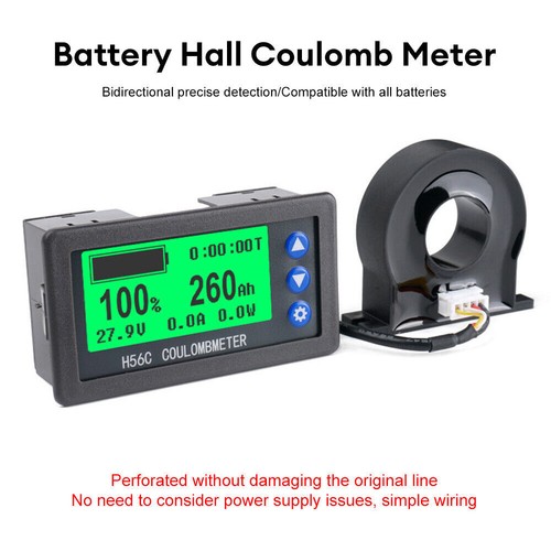 HALL COULOMB METER DC 9-100V 100A-400A AH VOLTAGE CURRENT METER BATTERY MONITOR. - Picture 15 of 24