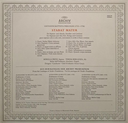 Pergolesi - Stabat Mater / Ettore Gracis, Freni, Berganza - LP - Picture 2 of 4