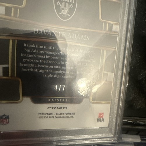 2023 Panini Select Davante Adams 4/7 SSP FOTL Orange Pulsar PSA 10 Pop 1 - Picture 3 of 5