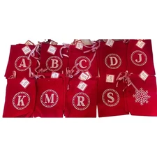 New 24 Pack Monogram Fabric Christmas Bag decoration Letter Alphabet Snowflake