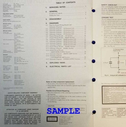Sony CFD-444 Service Manual Original Paper OEM Repair Guide - USA - Bild 2 von 10