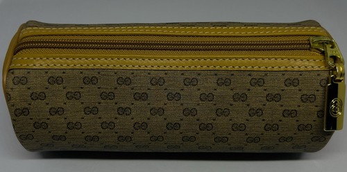 GUCCI Vintage Small Round Cylinder Monogram Barrel Cosmetic Makeup Bag Pouch - Picture 1 of 20