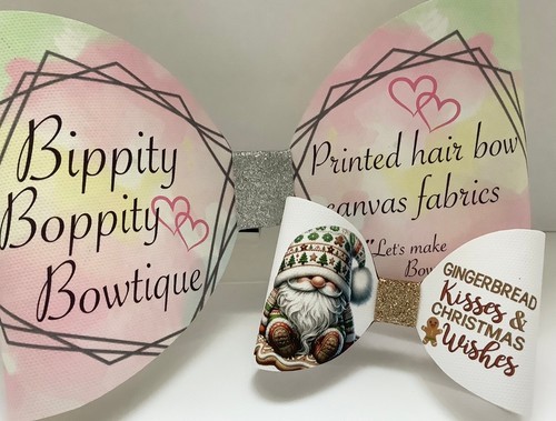 LEBKUCHEN WEIHNACHTSWICHTEL 4" BEDRUCKT CANVAS STOFF SCHLEIFE SCHLAUFEN ZUR HERSTELLUNG VON HAARSCHLEIFEN - Bild 4 von 5