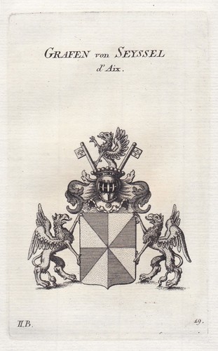 Seyssel d'Aix Wappen coat of arms Kupferstich Genealogie Heraldik 1820