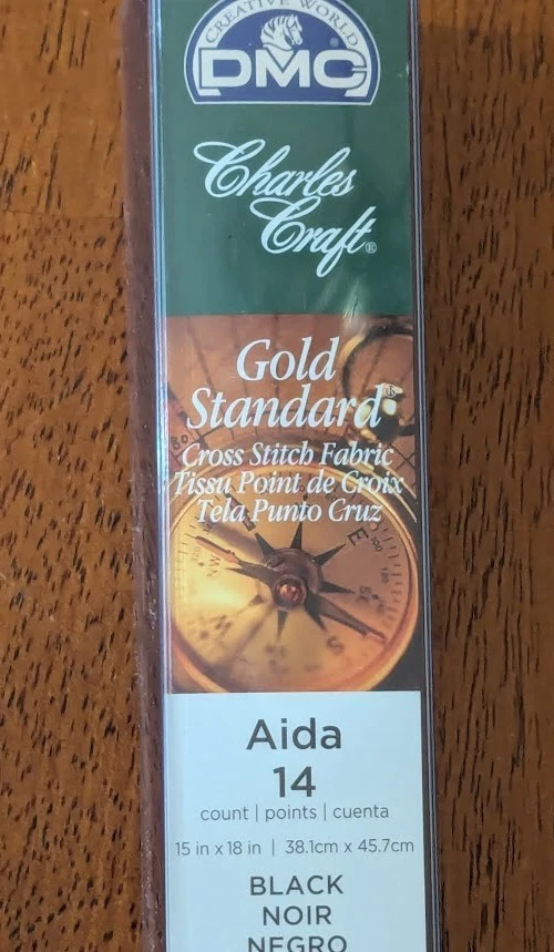 Tela punto de cruz negra DMC Charles Craft Gold Standard Aida 14 unidades 15"X 18" Foto 2 de 4