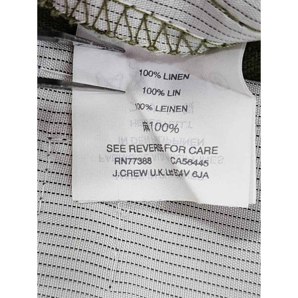 Pantalones Cortos de Vestido J.Crew Lino Tiro Alto Puños Talla 6 Verde Oficina Carrera Preppy Foto 4 de 4
