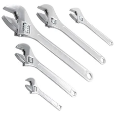 Set of 5 Adjustable Wrench, 6 8 10 12 15 Inch Heavy Duty Crescent Wrenches wi...