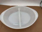 Vintage Glasbake Oval Divided Baking Dish Pan White Milk Glass J-2352  USA