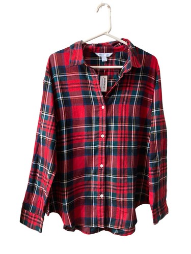 NEU $ 35 Old Navy rot kariertes Langarm Flanellhemd mit Knopfleiste - Größe XL - Bild 1 von 2