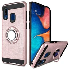 GSA Brushed Case w/Ring Stand for Samsung Galaxy A20/A50 - Rose Gold
