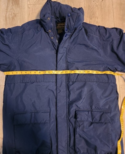 Vintage 90s Eddie Bauer Goose Down Puffer Parka Jacket Men Navy Blue Quilt Lined LG - Bild 11 von 14