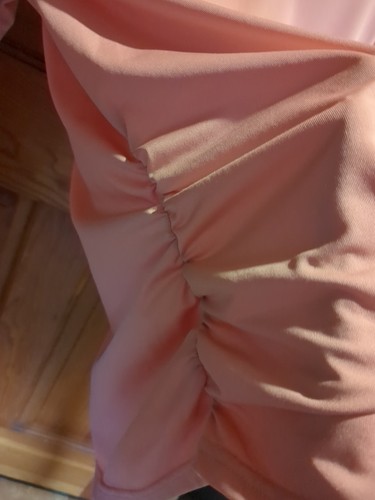 Bluse Damen Größe L hellpfirsichfarben U-Ausschnitt Langarm geraffte Seiten Oberteil - Bild 4 von 10