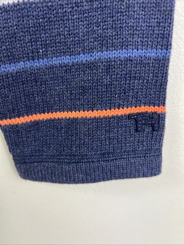 Tommy Hilfiger maglione donna L a righe blu navy arancione bianco 100% cotone Y2K 2000 - Foto 4 di 7
