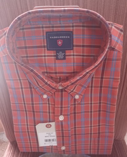 Mens Saddlebred Plaid Long Sleeve One Pocket Cotton Polyester Shirt (2) XXL NEW - Picture 3 of 7