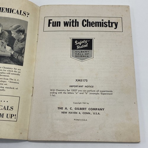 1958 Gilbert Hall Of Science Fun With Chemistry Experiment Book ~ Divertimento interessante - Foto 8 di 10