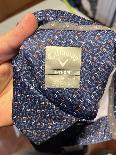 Polo golf uomo Callaway Opti Dri blu rossa check poli spandex media - nuova con etichette - Foto 12 di 17