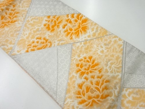 47131# JAPANESE KIMONO / ANTIQUE FUKURO OBI / WOVEN PEONY & CLASSICAL PATTERN
