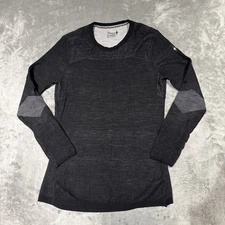 Smartwool Intraknit 200 Wool Blend Long Sleeve Base Layer Pullover L Black Gray
