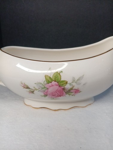 Vintage Keystone Canonsburg Pottery MOSS ROSE Gravy Boat Late 1930s - Picture 2 of 7