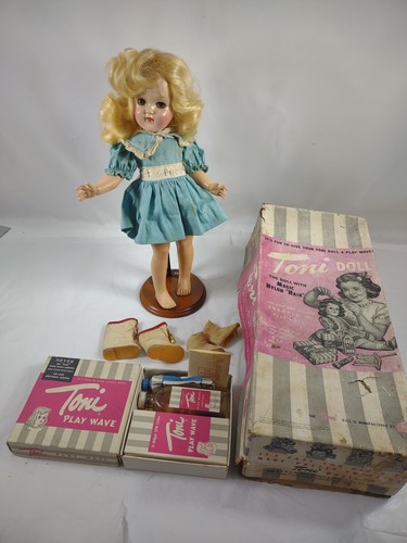 Vintage 1950 Ideal TONI PLAY WAVE DOLL blond in OVP mit Papieren (A43) - Bild 2 von 24