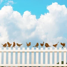 DIVINA VITAE 10Pcs Rusty Birds Decoration Lifelike Metal Birds Yard Art Simul...