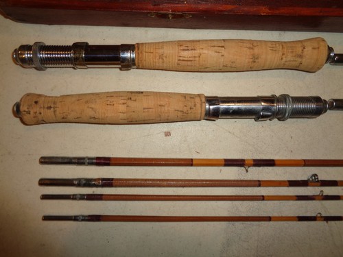 Vintage Grampus Kraku Pc. Split Bamboo Fly and Casting Rod in Wooden Box, Japan - Picture 6 of 14
