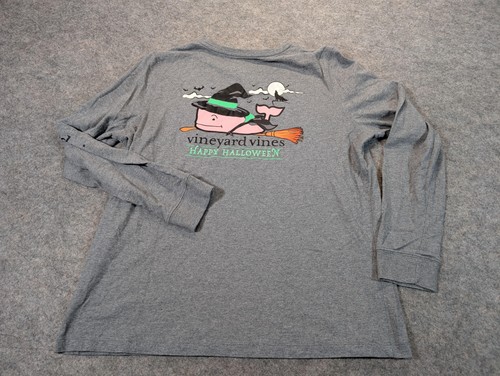 Camisa Vineyard Vines Para Hombre Grande Gris Manga Larga Bolsillo Feliz Halloween Gráfico - Imagen 4 de 8