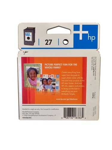 NEW SEALED!!! GENUINE HP 27 Black Ink Cartridge C8727AN 2008 Fast Shipping - Picture 3 of 5