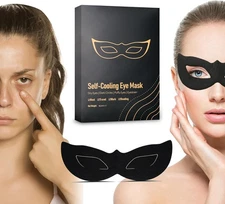 Self Cooling Eye Masks for Migraines, Eyestrain, Puffiness, All-Natural Black 