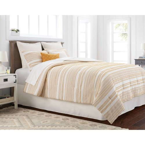 Threshold 8-Piece Cotton Jacquard Comforter Set Yellow/Off-White King - Picture 6 of 6