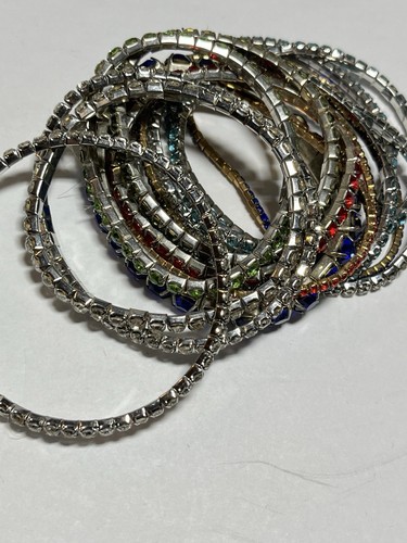 Lotto Bracciale Vintage Strass Colorati Elasticizzati RR1648 - Foto 3 di 5