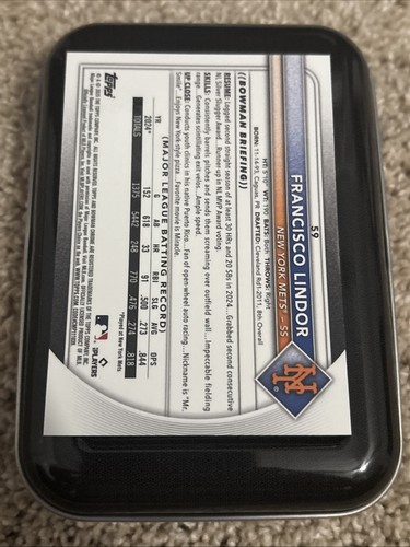 Bowman 2025 cromo Francisco Lindor #59 refractor de oro 50/50 - Imagen 5 de 8