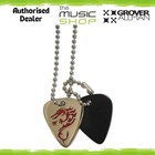 Grover Allman Ball Chain Guitar Pick Necklace, Dragon Design - Gift Idea