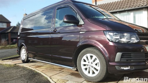 Barras laterales de acero inoxidable + almohadillas para Volkswagen Transporter T6.1 SWB 2019-2024 - Imagen 9 de 10