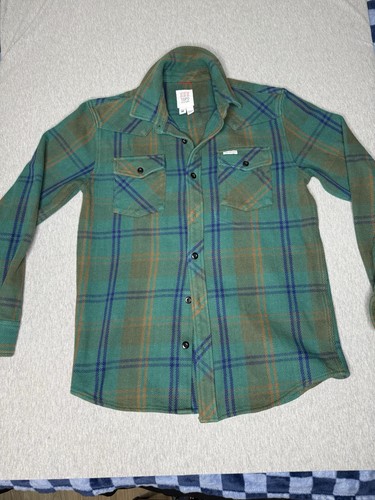 Topo Designs Herren grün senf blau Berg kariert Flanell Hemd Jacke M