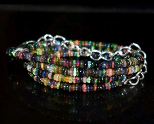 AAA++ Natural Ethiopian Opal Welo Fire Opal Gemstone Beads 16" Necklace - Picture 4 of 4