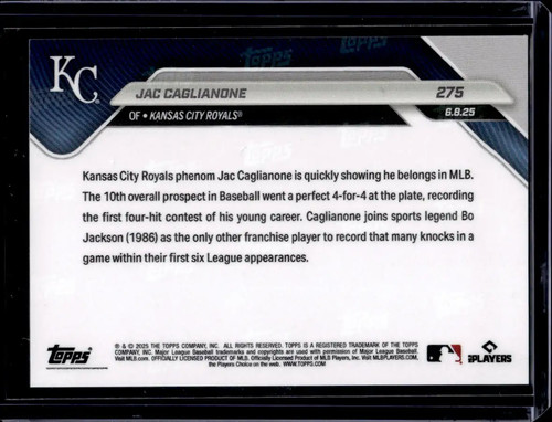 2025 Topps Now #275 Jac Caglianone Base Card (Quantity) RC Rookie - Picture 2 of 2