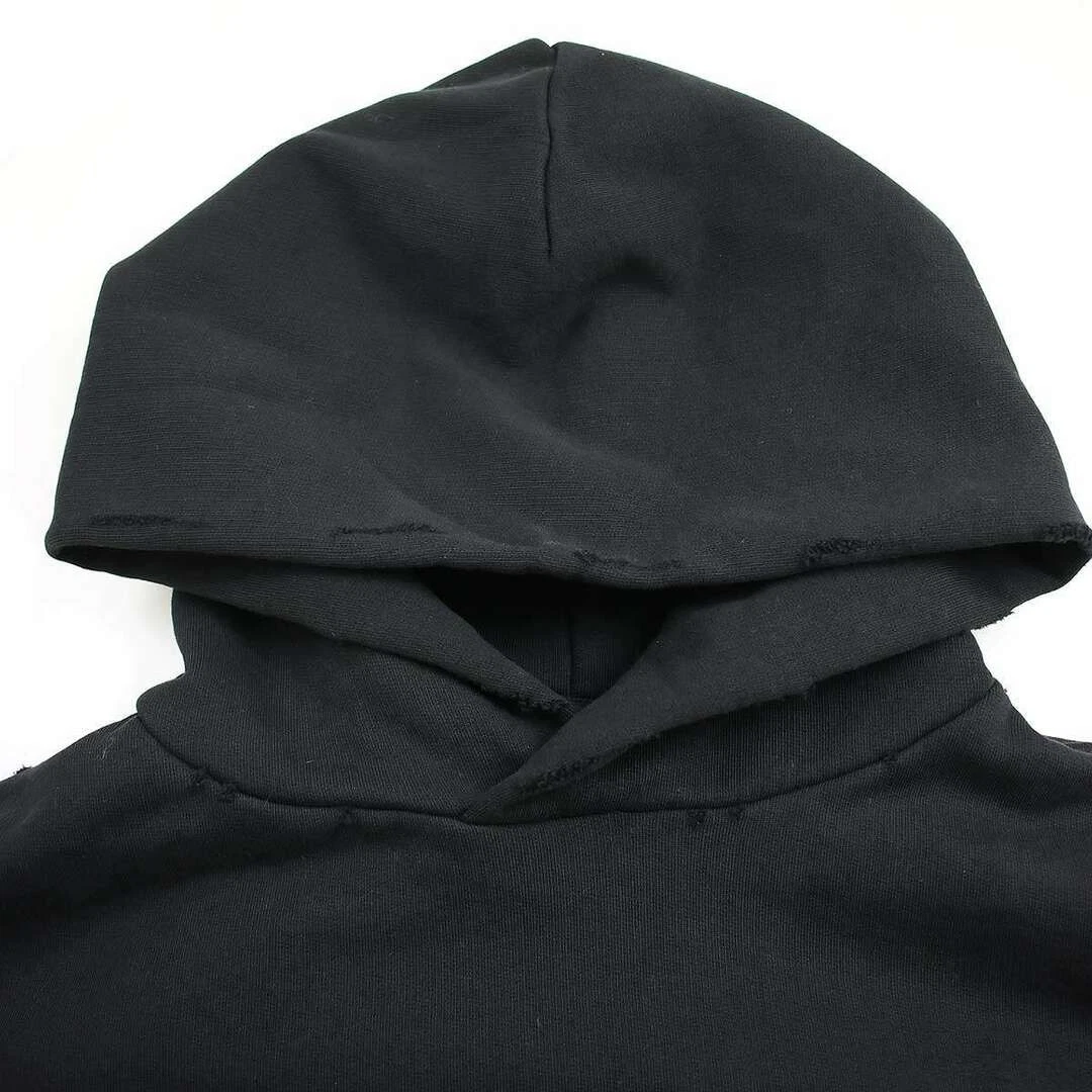 Felpa pullover BALENCIAGA 24SS rotonda con cappuccio stampa logo invecchiato usata MESC 0