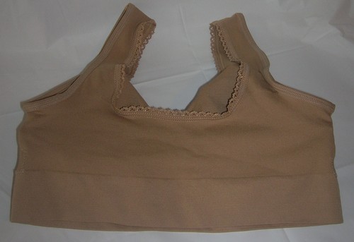 GENIE Bra XS/small Nylon Spandex Removable Pads Seamless Bra With Lace Tan new - Picture 3 of 3