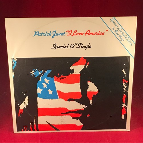 PATRICK JUVET I Love America 1978 UK 12" BLUE vinyl single original vintage - Picture 2 of 4