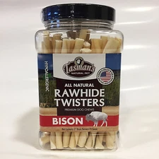 Premium American Buffalo Bison Rawhide Chews - 5" Twisters  | 75 Count Jar |