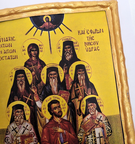 Council of The Holy Fathers Saints of Hydra Island Greek Eastern Orthodox Icon - Picture 3 of 6