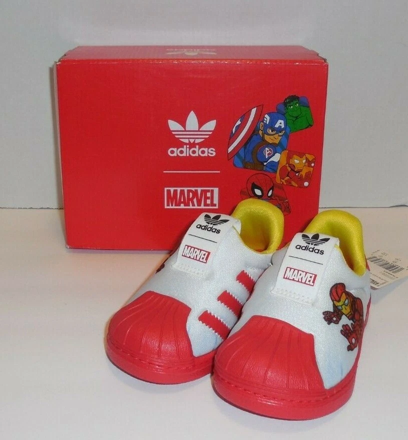 Adidas Niños 5 Niños Pequeños Superstar 360 I Marvel Iron Man Zapatos Sin Cordones Blanco Rojo Foto 2 de 4