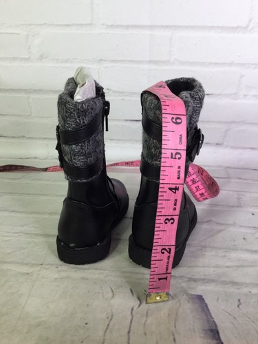 Rachel Shoes Kimmy Boots Black Faux Leather Knit Trim Toddler Girls Size 5 M - Picture 7 of 10